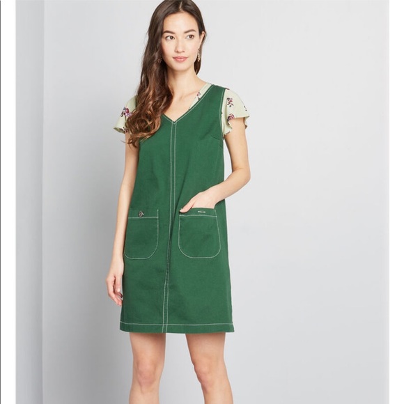 Modcloth Dresses & Skirts - Modcloth One More Thing Jumper Green Dress Retro